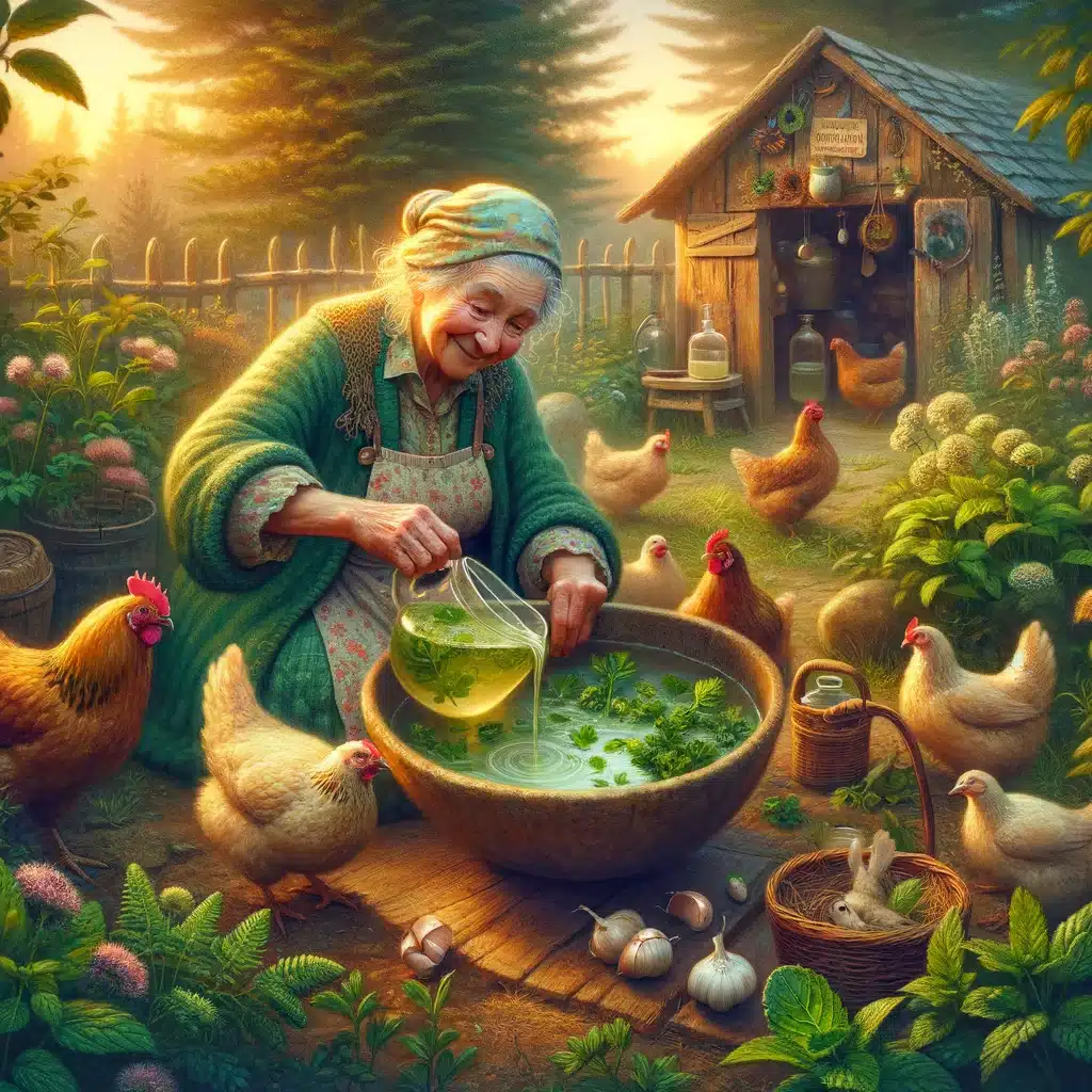 Une grand mère ajoute de l’ail à son remède pour faire pondre ses poules