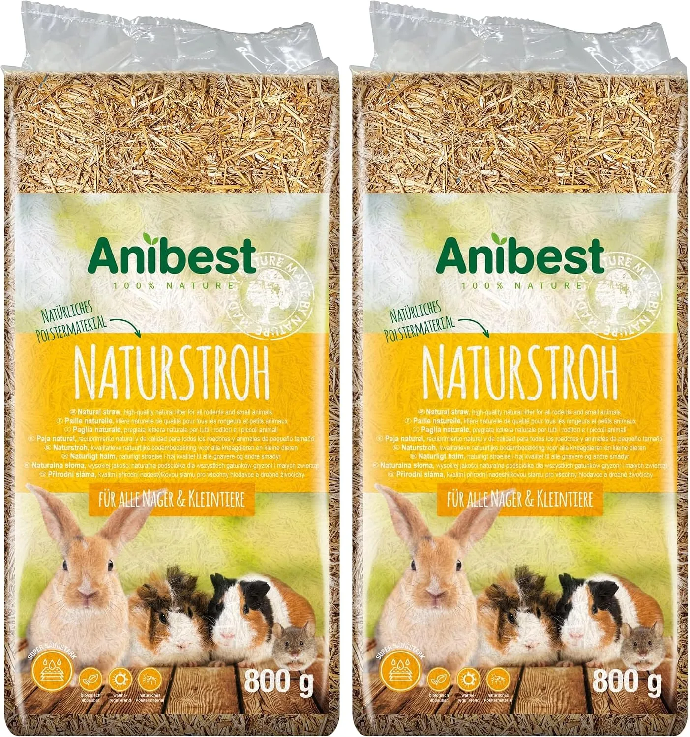 Anibest Paille Naturelle, litière pour Petits Animaux, litière 100% Naturelle pour Tous Les rongeurs et Petits Animaux, Lapins, Hamsters, cochons d'Inde, etc. Absorbante, Isolante Thermique,