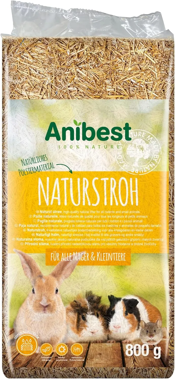 Anibest Paille Naturelle, litière pour Petits Animaux, litière 100% Naturelle pour Tous Les rongeurs et Petits Animaux, Lapins, Hamsters, cochons d'Inde, etc. Absorbante, Isolante Thermique,