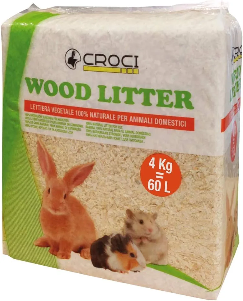 Croci LITIÈRE VÉGÉTALE Wood Litter, litière végétale Naturelle pour rongeurs 60 lt 4kg