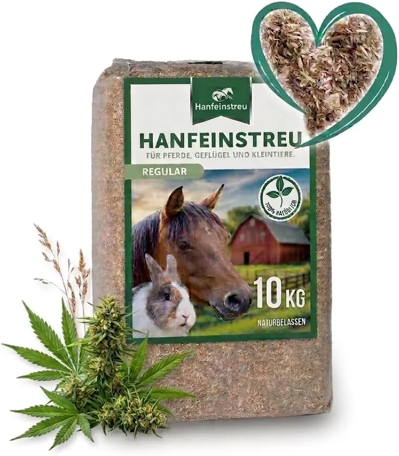 Litière en chanvre pour petits animaux, poules et chevaux, 100 l, produit 100 % naturel, extrêmement absorbant, faible poussière, anti-odeurs, durable et durable