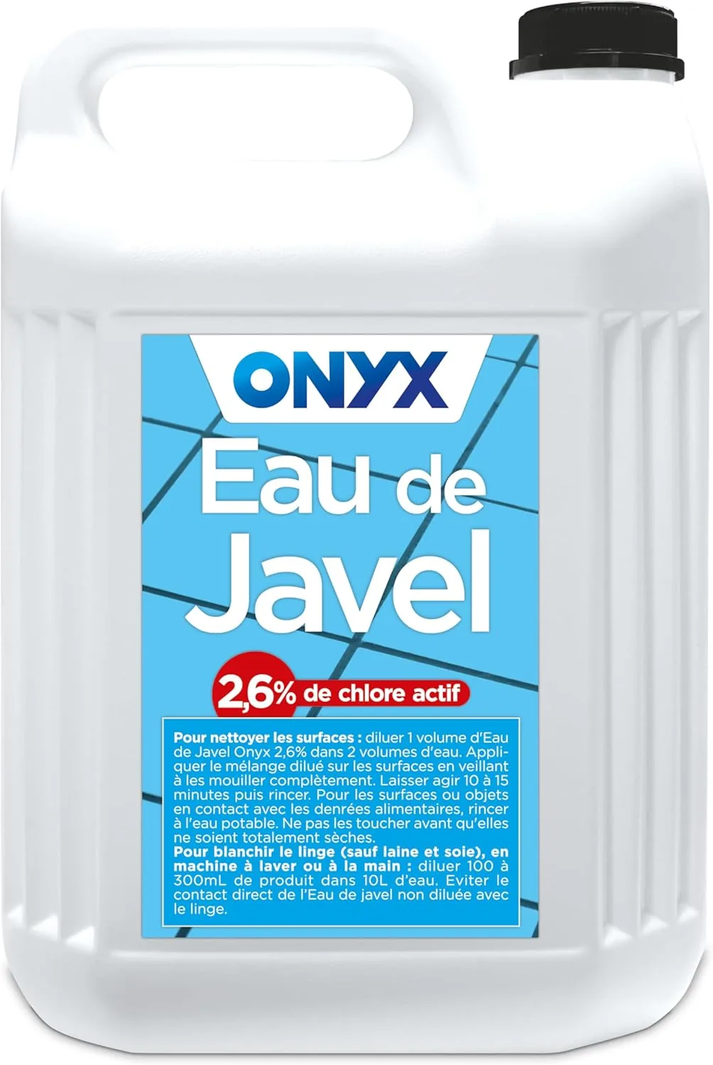 Onyx - Eau de Javel 2,6% Chlore Actif - Nettoie, Blanchit et Détache - 5L