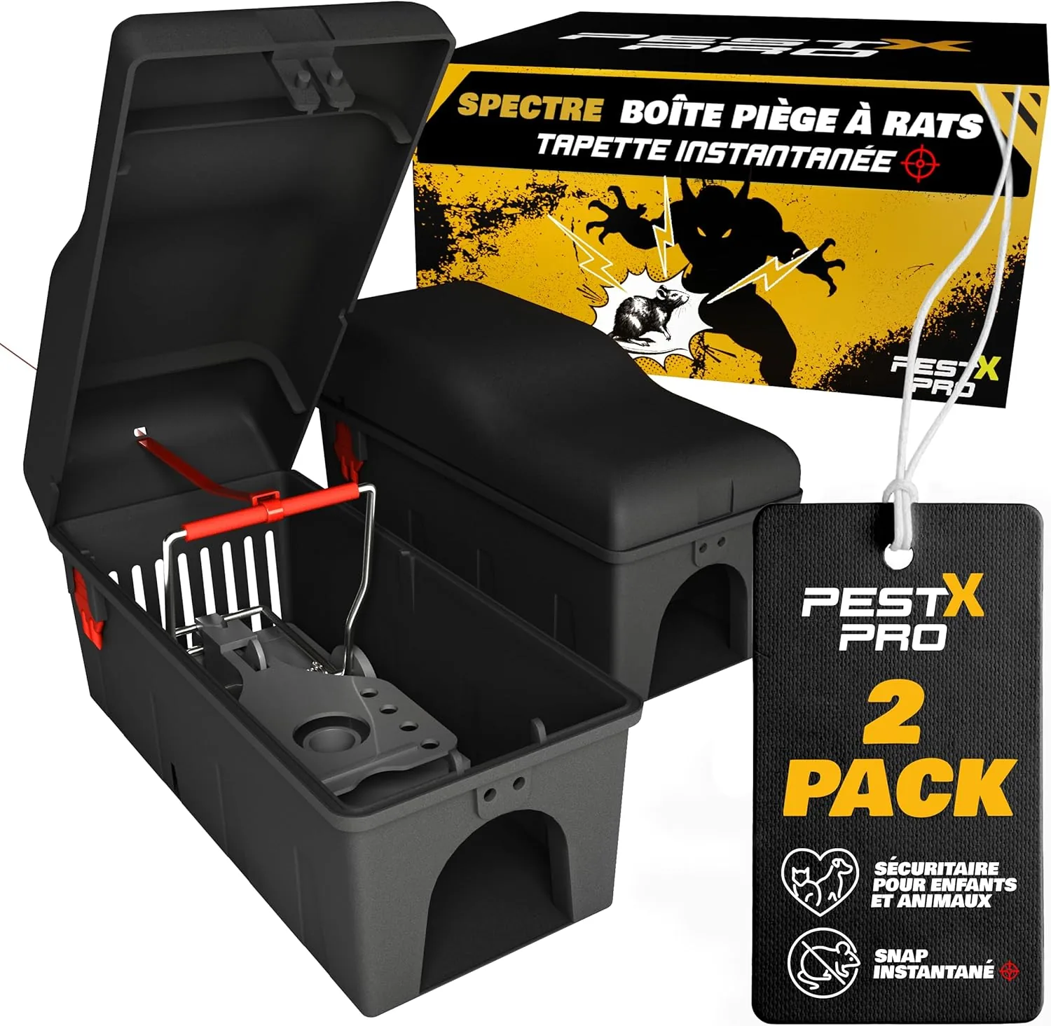 Pest X Pro Spectre Boîte Piège à Rats Lot de 2, Sécurisée Enfants