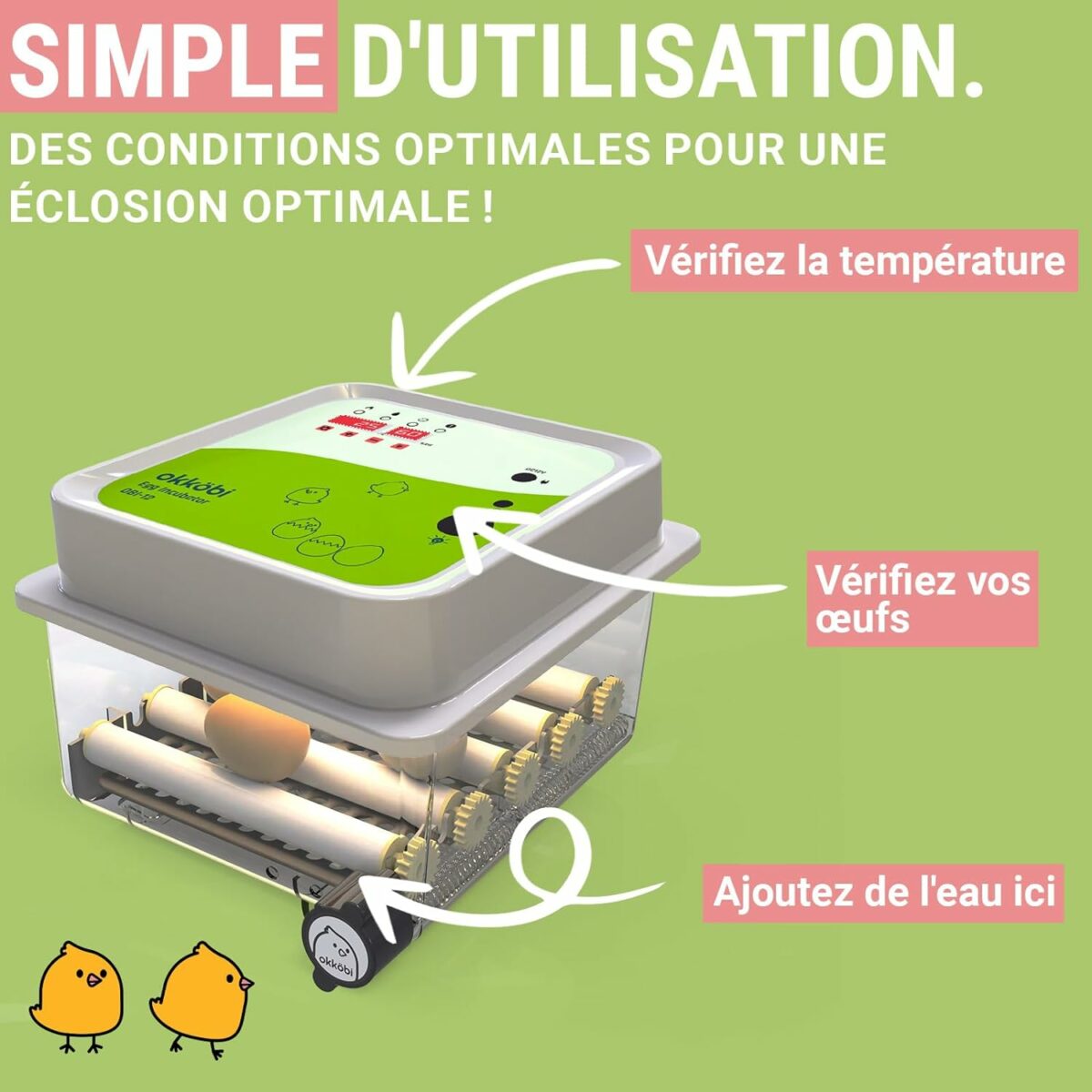 Incubateur Automatique Pour œufs De Poule - Jusqu'à 12 œufs - Retournement, Contrôle Humidité, éclairage